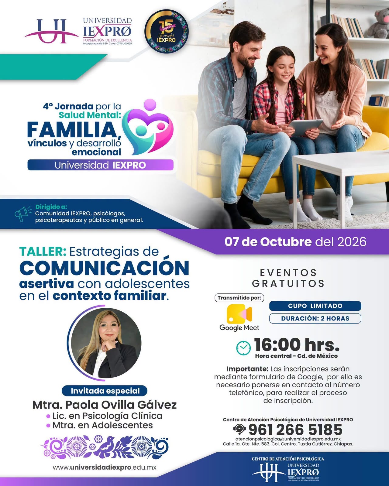 4° Jornada por la Salud Mental: FAMILIA, vínculos y desarrollo emocional — EVENTO GRATUITO